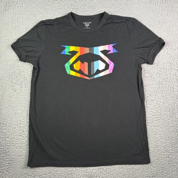 Nasty Pig T-Shirt Mens M Black Rainbow Graphic Logo Tee Short Sleeve Pride - Picture 1 of 7